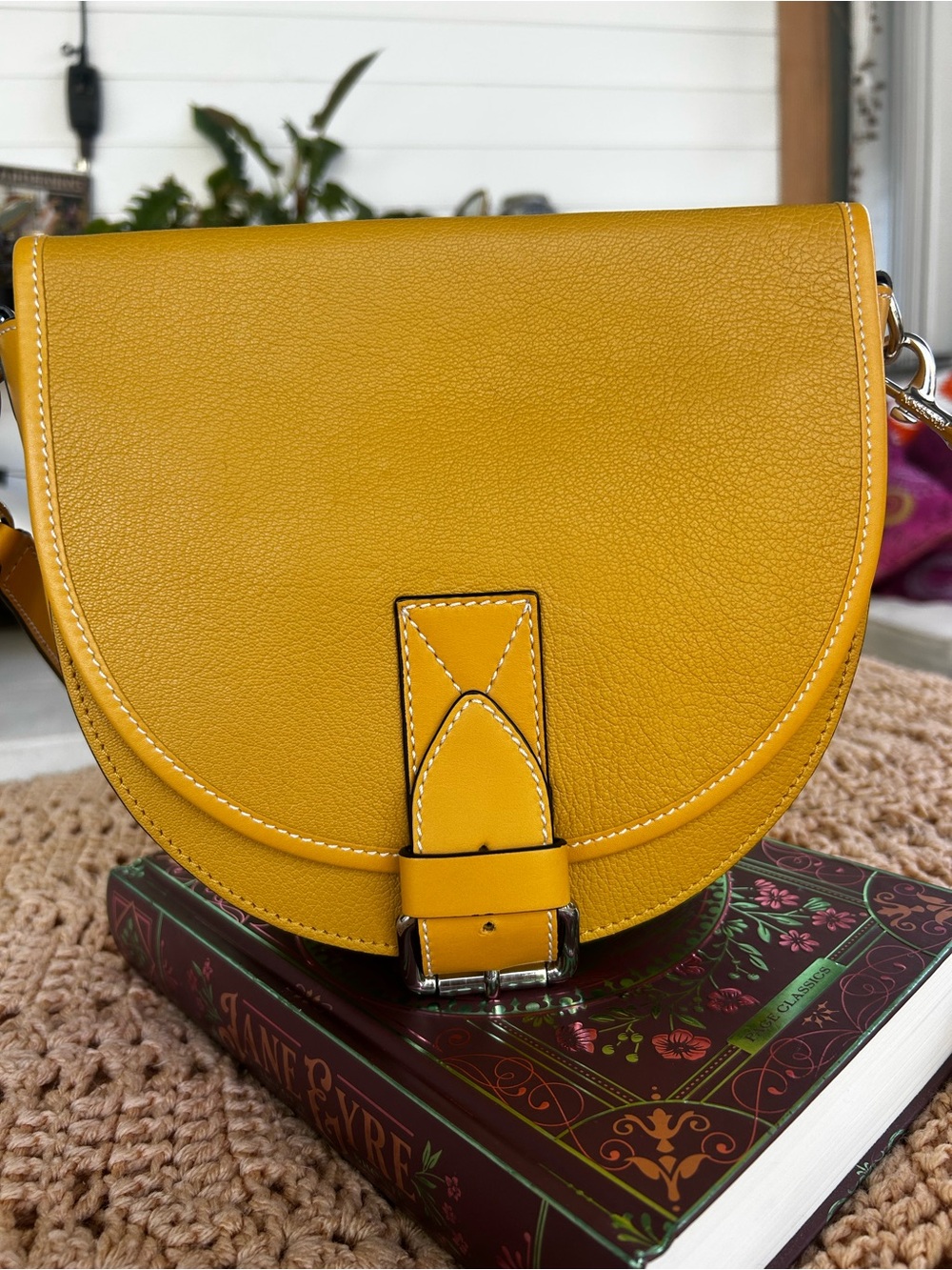 JW Anderson Saffron Yellow Leather Saddle Crossbody Bag - Women's Handbag